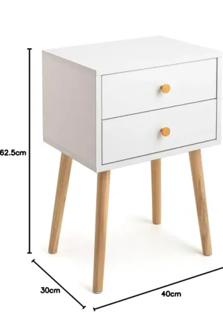 Mesita de noche blanca 2 cajones