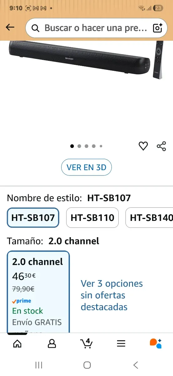 Barra de sonido Sharp HT-SB107