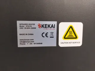 Estufa eléctrica exterior infrarrojos Kekai 2000W KT0110