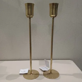 Coppia Candelabri Oro Metallo