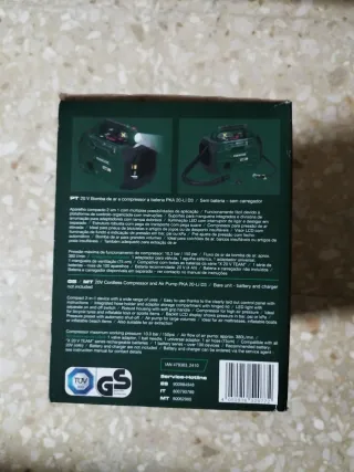 Compresor e Inflador Recargable Parkside 20V