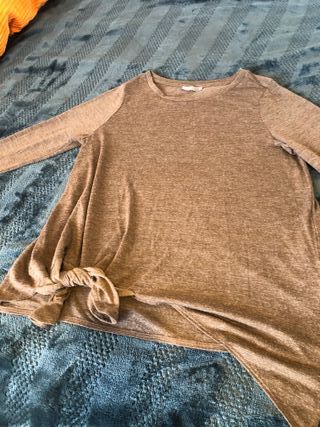 Jersey Zara Marrón Asimétrico Manga Larga