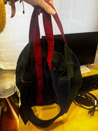 Bolso de hombro azul y verde- estilo tote bag