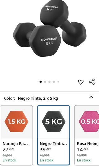 SONGMICS Juego 2 Mancuernas 5KG