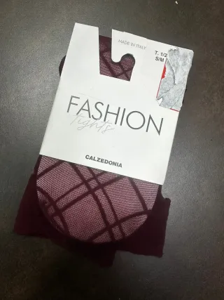 Calze Calzedonia S bordeaux ricamate a rombo