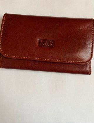 Cartera Llavero Tarjetero D&V Marrón Cuero