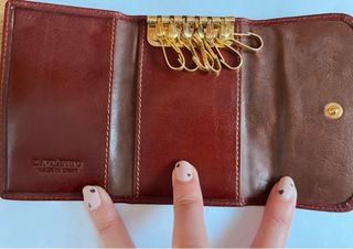 Cartera Llavero Tarjetero D&V Marrón Cuero