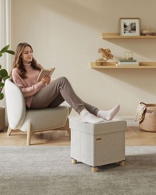 Puff Almacenaje 37L 38x38x40 cm Beige SONGMICS LSF0516W02