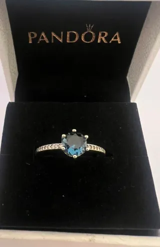 Anillo Pandora Azul Plata