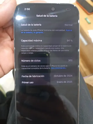 iPhone 16 Pro Max 256 GB salud de batería 94