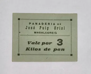 Vale 3 Kilos Panadería José Puig Oriol 1937
