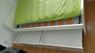 Cama individual con colchón y dos  cajones
