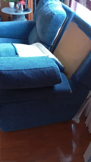 Sofá 2 plazas tela azul