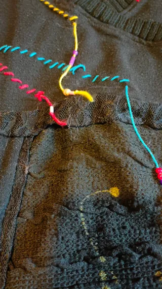 Vestido jersey mujer negro multicolor