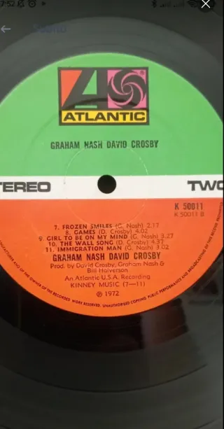 Vinile di Graham Nash e David Crosby