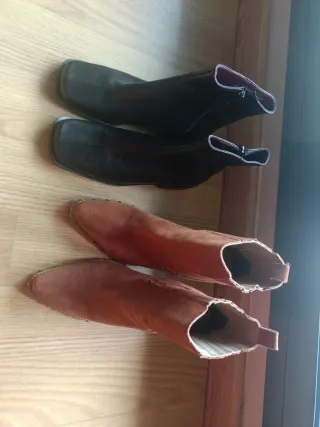 Lote botines piel marrón y negros T.37