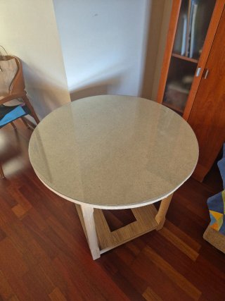 Mesa camilla redonda 80cm de madera y con cristal