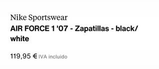 Nike Air Force 1 '07 Cuero Negro Blanco