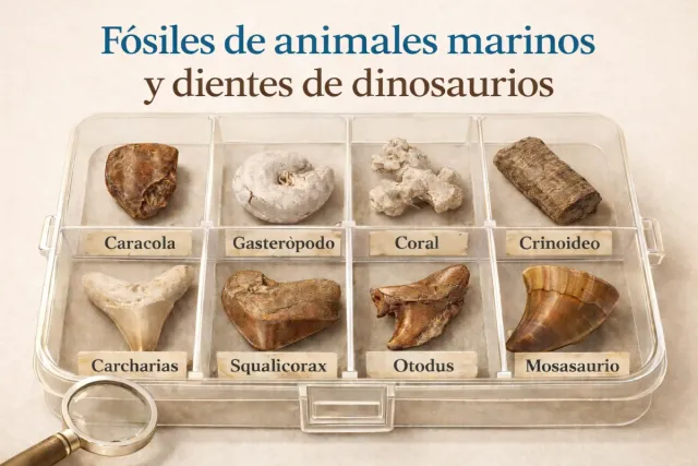 Caja Regalo Fósiles Marinos - 14 Piezas