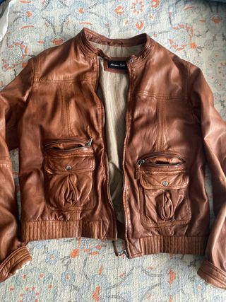 Cazadora Piel Mujer Massimo Dutti Marrón