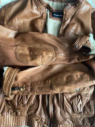 Cazadora Piel Mujer Massimo Dutti Marrón
