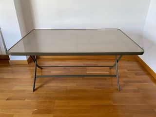 Mesa de comedor cristal y metal