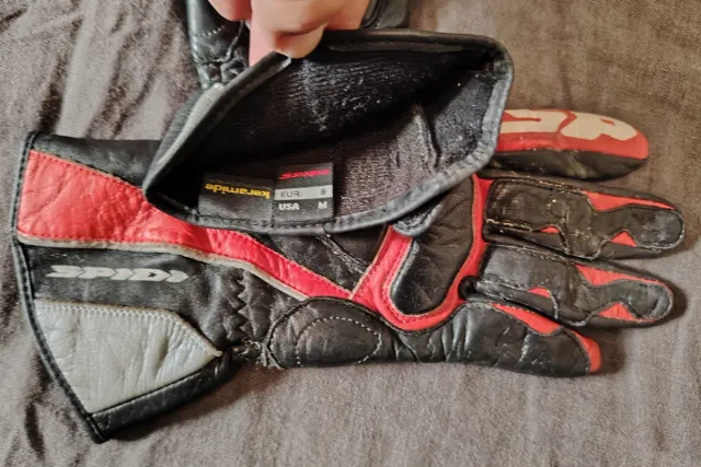 Guantes de moto Spidi de cuero negros y rojos