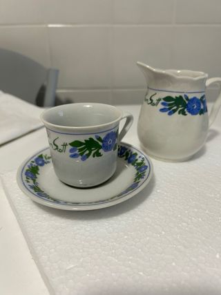 Set 6 Tazzine Piattini Lattiera Zuccheriera