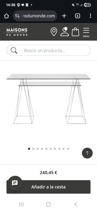 Mesa cromo tapa cristal 8mm polar