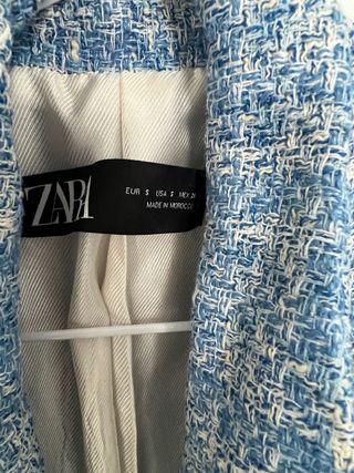 Blazer Zara Tweed Azul y Blanco