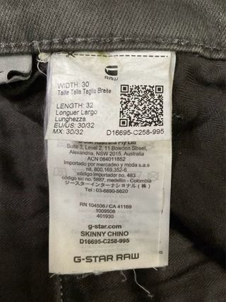 Pantalón chino hombre de G-Star Raw (W30/L32)