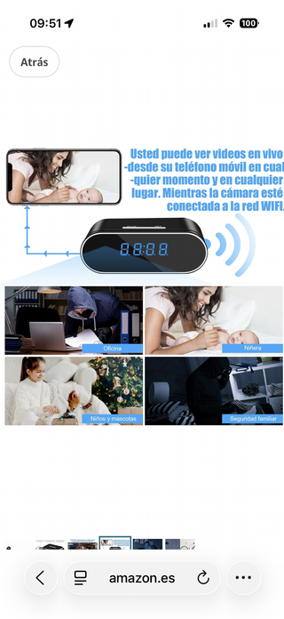 Cámara espía oculta en reloj despertador