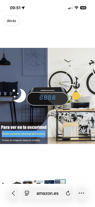 Cámara espía oculta en reloj despertador