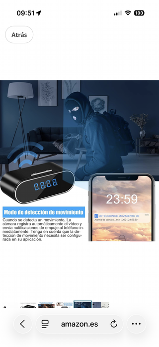 Cámara espía oculta en reloj despertador