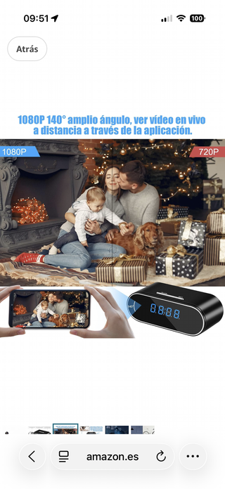 Cámara espía oculta en reloj despertador