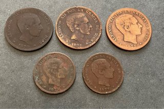 Lote 14 monedas Alfonso XII