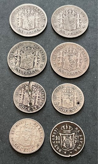 Lote 14 monedas Alfonso XII