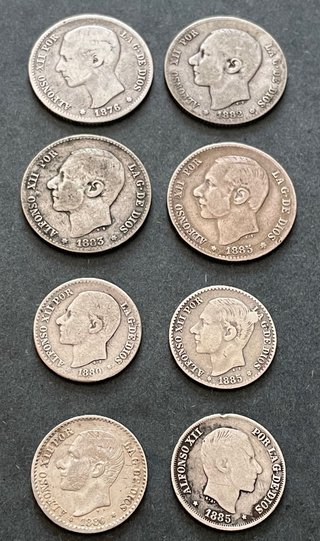 Lote 14 monedas Alfonso XII