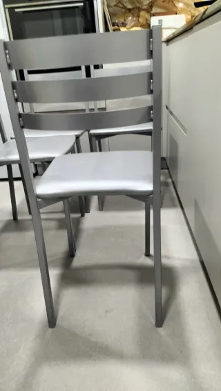 Juego 4 sillas cocina tapizadas gris plata