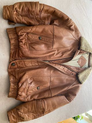 Cazadora Piel Vintage Marrón cuello desmontabledes