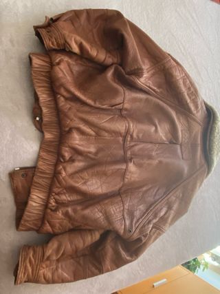 Cazadora Piel Vintage Marrón cuello desmontabledes