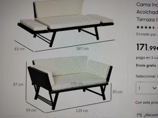 Sofá de jardín ratán gris