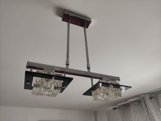 Duo de Lámparas de techo modernas plata y cristal