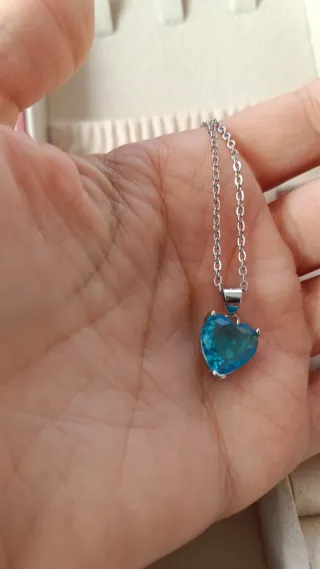 Collar Corazón Azul Plata