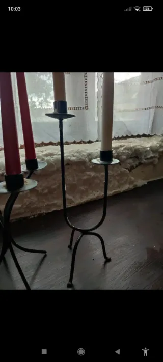 Juego 3 candelabros negros metal