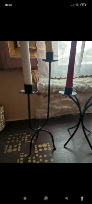 Juego 3 candelabros negros metal