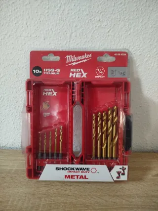 Milwaukee Brocas Red Hex x10 HSS-G Titanio