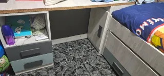 Cama juvenil con cajones y cama supletoria