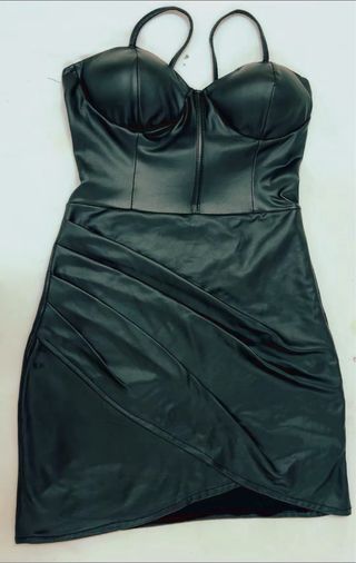 Vestido Negro Cuero Sintético