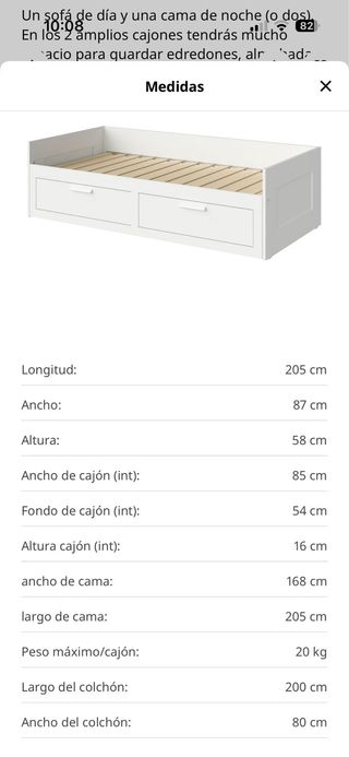 Cama diván Brimnes Ikea 2 cajones